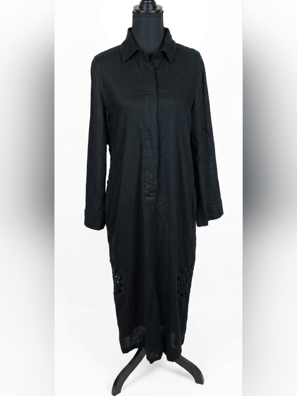 YFB Y2K Black Long Sleeve Maxi Dress with Eyelet Details